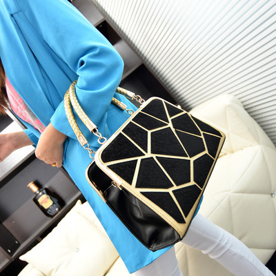 菱格馬毛拼接女士包包 解讀歐美復古OL風潮2013秋冬新款